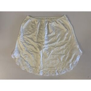 Vintage White Lace Half Slip Mini Skirt Bridal Side Slit Satin Lace Trim